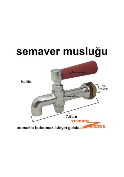 SEMAVER MUSLUĞU KÜÇÜK TİP KIRMIZI 1/4 GİRİŞ ÇAY MUSLUĞU ÇAYCI
