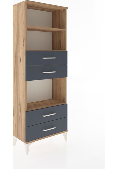 Arges Dolap 3 Raflı 4 Çekmeceli 60x30x163 Çam-antrasit Atlas Çam