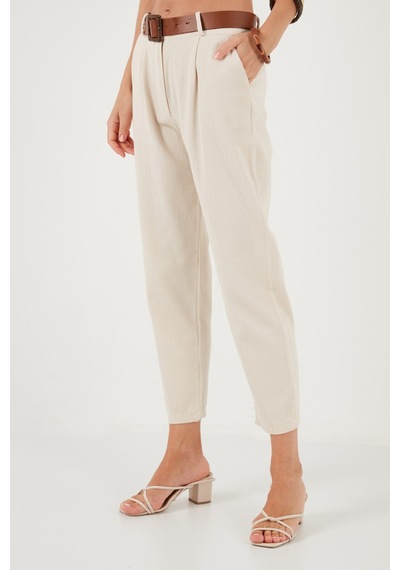 Lela % 100 Pamuklu Regular Fit Bayan Pantolon 673Py2007 Bej