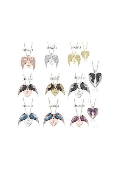 Isme Kişiye Özel Gümüş Aşkın Kanatları Kolye Sevgiliye Hediye