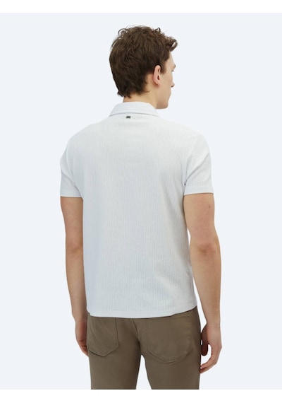 Kip Beyaz Desenli Polo Yaka Pamuk Karışımlı T-shirt Beyaz Kip Beyaz Desenli Polo Yaka Pamuk Karışımlı T-shirt Beyaz
