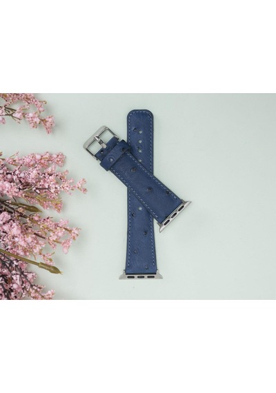 Bloominband Prussian Blue Deri  Apple Watch Uyumlu Kordonu-44/45/46/49mm