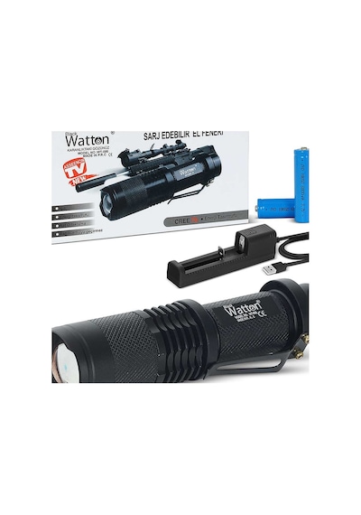 Orijinal 800 Lümen T6 Şarjlı Led El Feneri Uzun Menzilli Profesyonel Model Wt-086 Evimdeyokyok Beyaz