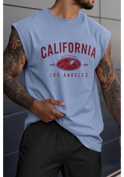 Cool Tarz Erkek Oversize Kolsuz Tişört %100 Pamuk California Baskılı Bisiklet Yaka Atlet Mavi Mavi Cool Tarz Erkek Oversize Kolsuz Tişört %100 Pamuk California Baskılı Bisiklet Yaka Atlet Mavi Mavi