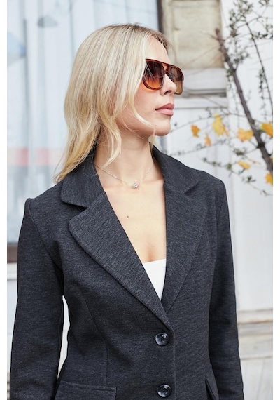 Kadın Esnek Kalın Kumaş Yakalı Cep Kapaklı Uzun Kol Çift Düğmeli Blazer Ceket-antrasit Antrasit Kadın Esnek Kalın Kumaş Yakalı Cep Kapaklı Uzun Kol Çift Düğmeli Blazer Ceket-antrasit Antrasit
