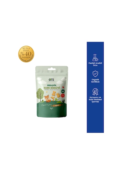 Ots Organik Sade Bisküvi 55 Gr Organik Sertifikalı, Pestisit Analizli 55 G