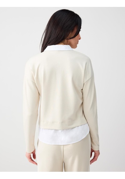Jimmy Key Jimmy Key Taş Gömlek Yaka Uzun Kollu Modal Örme Sweatshirt 6sw235644928
