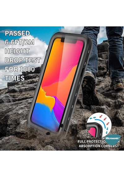 Microsonic Apple Uyumlu iPhone 12 Pro Kılıf Waterproof 360 Full Body Protective