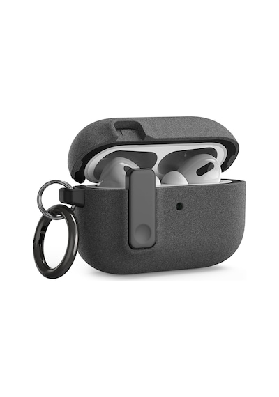 Apple Uyumlu AirPods Pro 1. / 2. Nesil İle Kılıf Standlı Kilitli Tpu Premium Matte Trip Case Koyu Gri