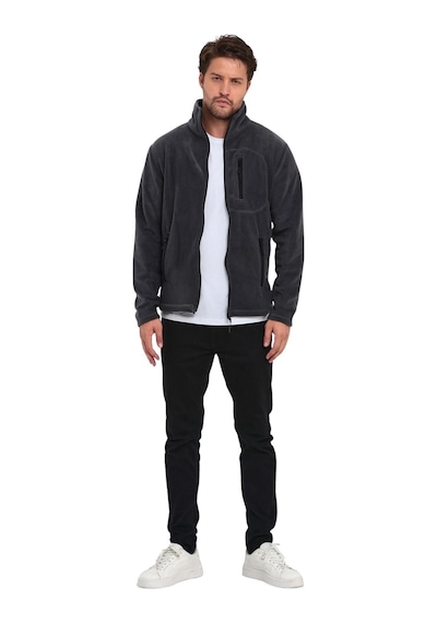 Genius Store Genıus Store Erkek Polar Tam Fermuarlı 3 Cepli Outdoor Polar Ceket Tactical Flecee Polar-gns Koyu Füme