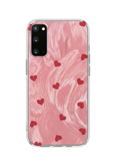 Samsung Galaxy Uyumlu S20 Fe  Kılıf Pink Heart Silikon Kılıf Kırmızı
