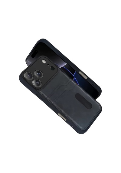 Newface Apple İphone 17 Pro Max Sara Kartvizitli Deri Kılıf - Siyah