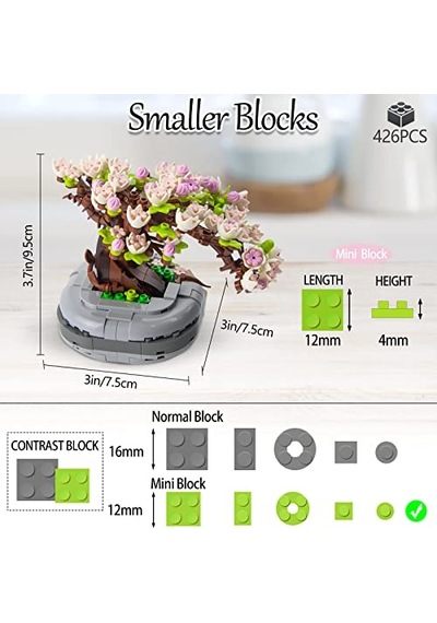 Ağacı Sukulent Sakura Saksı Bitki Yapı Blokları Seti Hediyeler Için Yapay Çiçek Inşaat Kitleri Yetişkinler Gen Çok Renkli