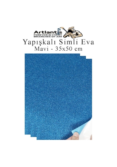 Artlantis Mavi Yapışkanlı Simli Eva 35x50 Cm 3 Adet