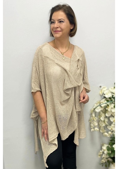 Mia Butik Kadın Bej Tasarım Merserize Mevsimlik Bluz-1602 Bej