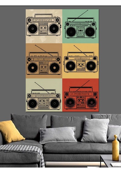 Kasetçalarlar Müzik Setleri Klasik Dekoratif Kanvas - Mdf Ahşap Tablo