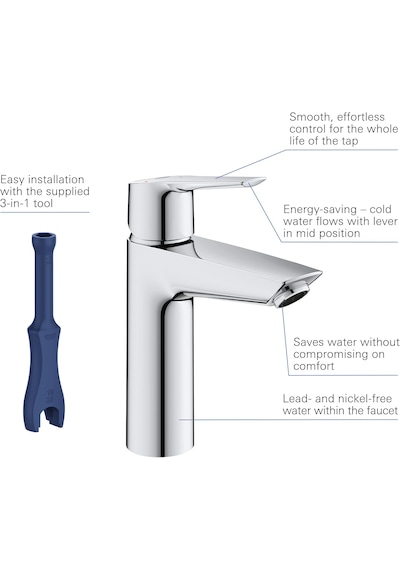 Grohe 23746002 Start Lavabo Bataryası M-Boyut Su Tasarruflu Krom