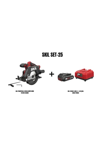 Skil Set-25 Skil Powertools 3551CA Akülü Daire Testere 165 MM + Skil 3136AA 2.0AH Li + 2.4A Şarj Cihazı Promo