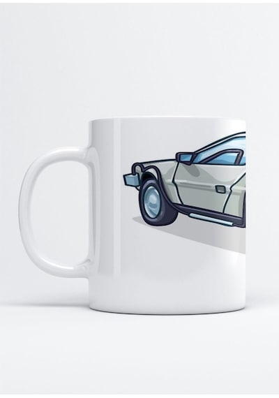Geleceğe Dönüş Arabası Deloreans Baskılı Kupa Bardak Beyaz