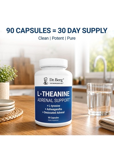 Dr. Berg L-theanine With Ashwa/gandha & L-tyrosine, Zinc & Manganese Adrenal Support Advanced 9-in-1