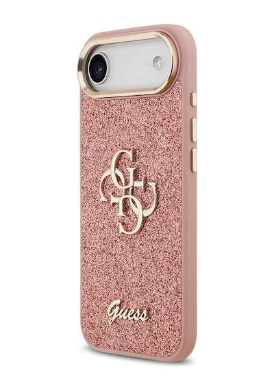 Apple Uyumlu iPhone 17 Air Kılıf Guess Lisanslı 4g Büyük Metal Kamera Çerçeveli Ve Logolu Glitter Kapak Pembe