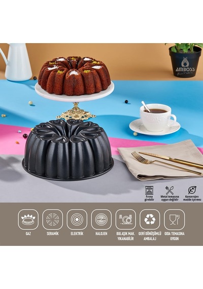 Bake With Love 10 Parça Karıştırma Kabı &amp Döküm Kek Kalıbı - Siyah Diğer