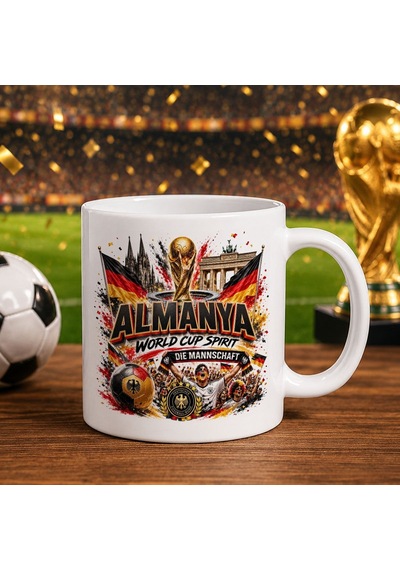 Bk Gift Almanya Taraftar Temalı Dünya Futbol Kupası Tasarımlı Beyaz Kupa Bardak