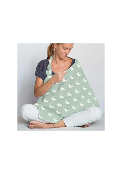 %100 Pamuk Müslin Bebek Emzirme Önlüğü - Mono Lapin Matcha Green Bbkemo-mhg-000std