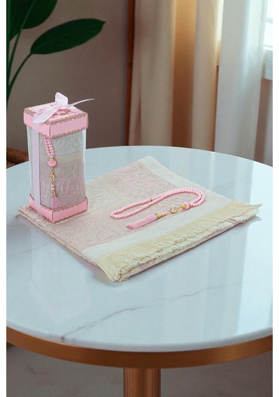 İsme Özel Çeyizlik Seccade Seti Hediyelik Özel Kutulu Pembe Pembe