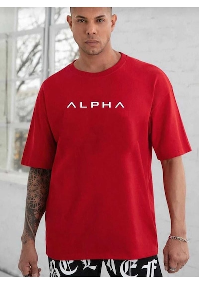 Kozia Outdoors Malkoçbey Alpha Baskılı Oversize Basic T-shirt Kirmizi
