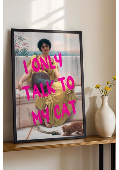 John William Godward Idleness Çerçeveli Tablo I Only Talk To My Cat Kedi Severlere Hediye Altered Art