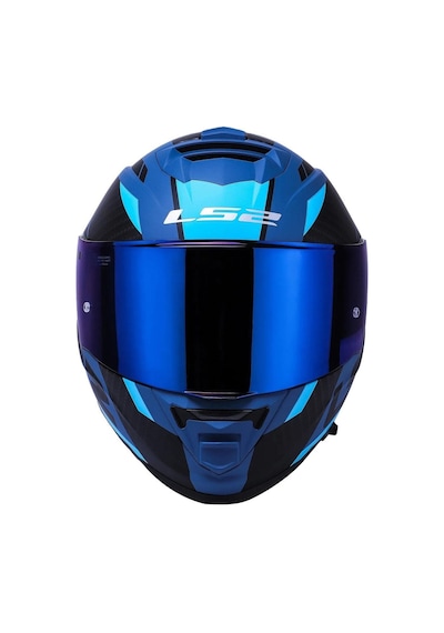 Gökkuşağı Vizörlü + Ls2 Storm 2 Racer Kapalı Motosiklet Kaskı Mat Mavi