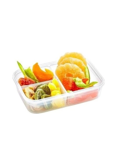3 Bölmeli Kilitli Kapaklı 1 Litre Erzak Saklama Kabı Lc-510 Çok Renkli