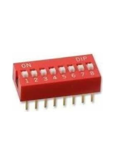 5 Adet 8 Pin Dıp Switch Kırmızı On Off 2.54 Mm Pcb Rodevino