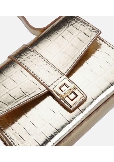 Hotiç Kadın Gold Kroko Detaylı Mini Çapraz Çanta 03cah331450a540 03cah331450a540