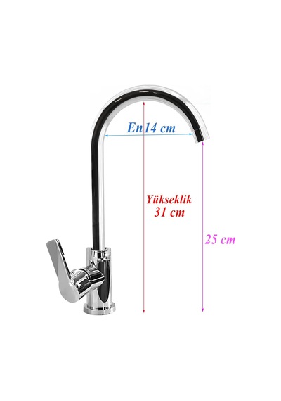 Polo Uzun Kuğu Batarya Krom Lavabo Banyo Mutfak Musluğu Musluk Mermer Tezgah Üstü Çift Su Giriş Evye Diğer