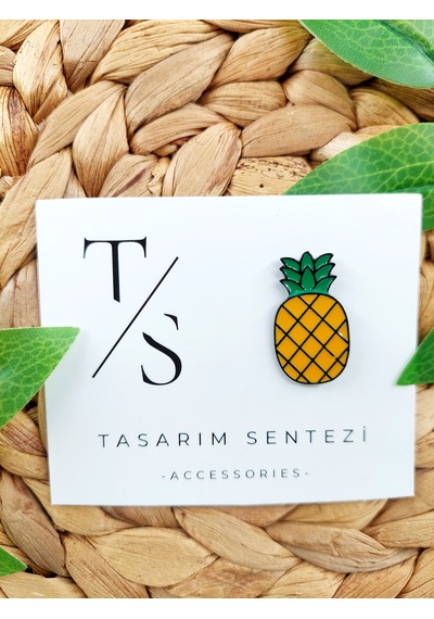 Rozet Metal Broş Yaka Çanta Şapka Takı Aksesuar Ananas Meyve Çok Renkli