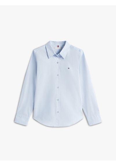 Tommy Hilfiger Ess Poplın Regular Shırt Kadın Mavi Gömlek - Ww0ww47169