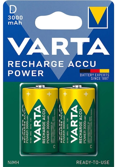 Varta 1.2 Volt - 3000 Mah Ni-mh Büyük D Boy Şarjlı Pil 2'li Paket