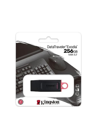 Kingston Dtx/256gb 256gb Usb3.2 Gen 1 Datatraveler Exodia Black + Pink Flash Bellek