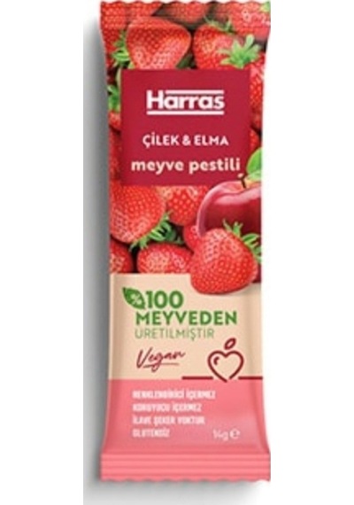 Vegan Çilekli Ve Elmalı Meyve Pestili X10 14 G