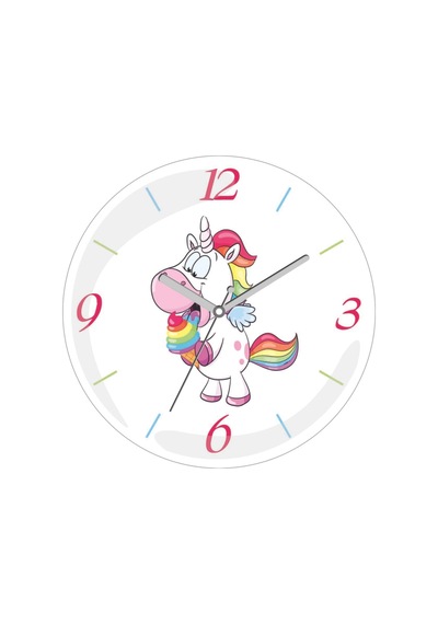 Unicorn Bebe Sessiz Akar Bombeli Gerçek Cam Duvar Saati Siyah