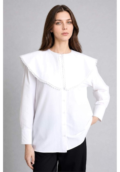 Defacto Regular Fıt Poplin Uzun Kollu Ecru Tunik H7641ax26smer105 Ekru-er105