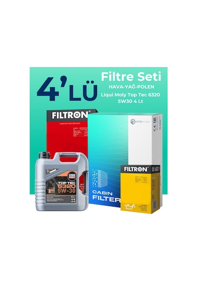 Filtron Opel Crossland 1.2 Turbo Benzinli Filtre Bakım Seti Liqui Moly Motor Yağlı (2017-2024) 4 Lü -