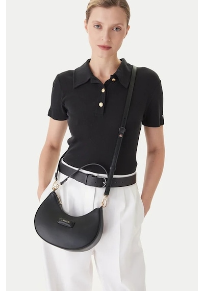 Lacoste Women's Casual Handbag Black 24 19 7 Cm Ayarlanabilir Askılı Kadın Omuz Çantası Siyah