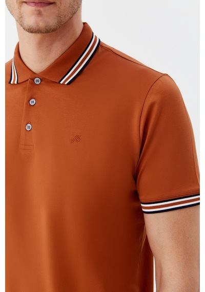 Düğmeli Polo Yaka Erkek T-shirt Kiremit