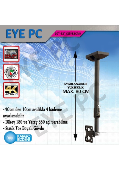 Vestel Uyumlu Seg Regal 82 Ekran 32 İnç Led Lcd Tv Tavan Askı Aparatı