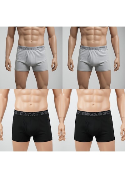 Qulothes Erkek 4'lü Pamuklu Likralı Esnek Kumaş Karışık Boxer Çok Renkli