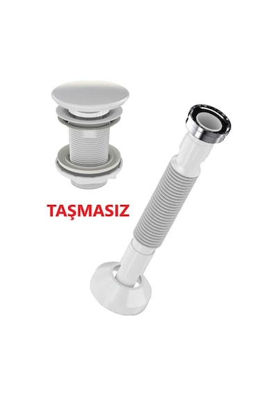 Lavabo Sifonu Clik-Clack Pup-Up Beyaz Seramik Kafa Taşmasız