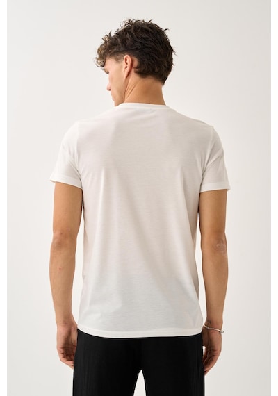 Oversize Bisiklet Yaka Baskılı T-shirt Antrasit